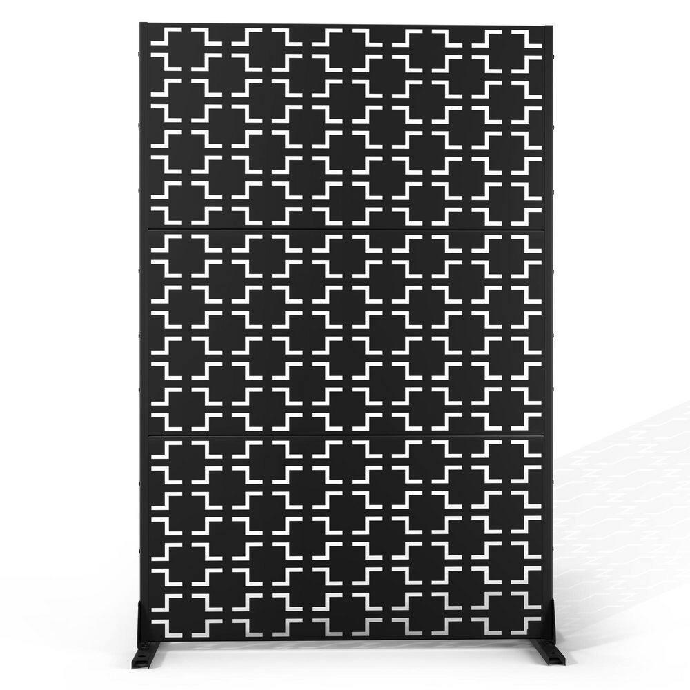 47 in. W x 72 in. H Black Metal Privacy Screen-Decorative Outdoor Privacy Wall for Deck, Patio & Garden price history on PriceWatchPro