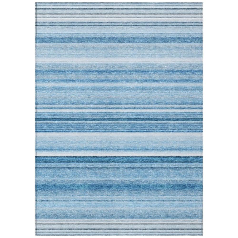 Blue 5 ft. x 8 ft. Woven Striped Polyester Rectangle Indoor/Outdoor Area Rug price history on PriceWatchPro