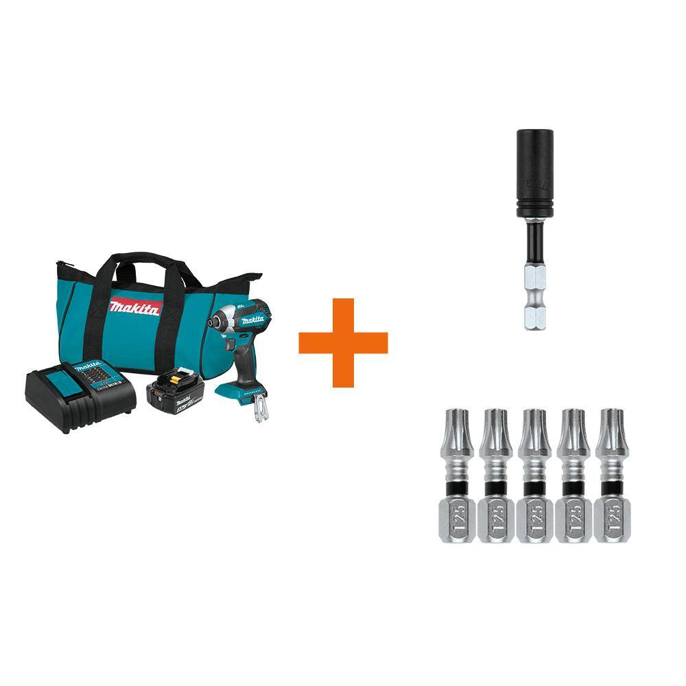 Makita 18V LXT Brushless Impact Driver Kit with ImpactXPS Insert Bit Holder and ImpactXPS T25 Torx 1 in. Insert Bit, 5-Pack XDT131-E01351-E00636 Sansujyuku sansujyuku.com