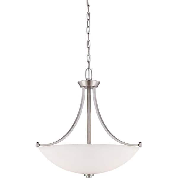 Illumine 3-Light Brushed Nickel Pendant with Frosted Glass Shade