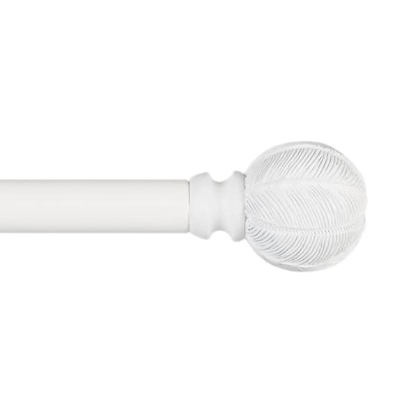EXCLUSIVE HOME Acanthus 66 in. - 120 in. Adjustable Length 1 in. Dia Single Curtain Rod Kit in Off White with Finial
