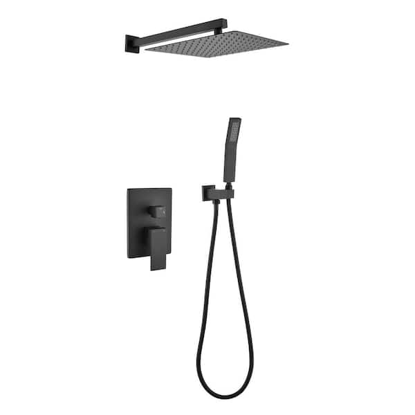 WELLFOR 2-Spray Patterns 12 in. Wall Mount Dual Shower Heads in Matte Black  QJ-K-HS19655B01 - The Home Depot