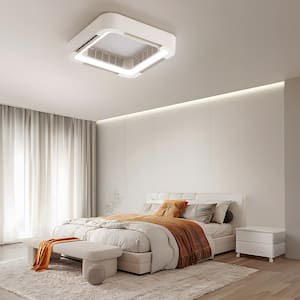 23 in. Indoor White Flush Mount Modern LED Dimmable Ceiling Fans with Remote Control, 3-Light Color Change and 6 Speeds