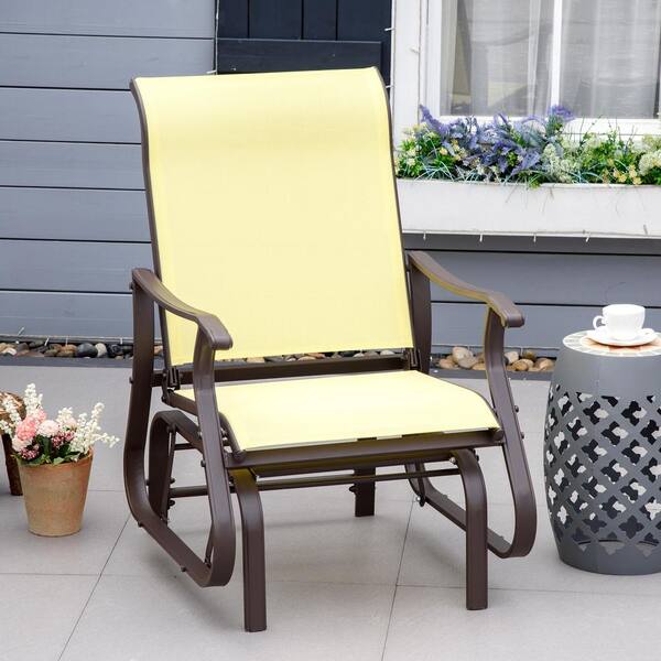 Otryad Metal Outdoor Swing Glider Chair, Patio Mesh Rocking Chair