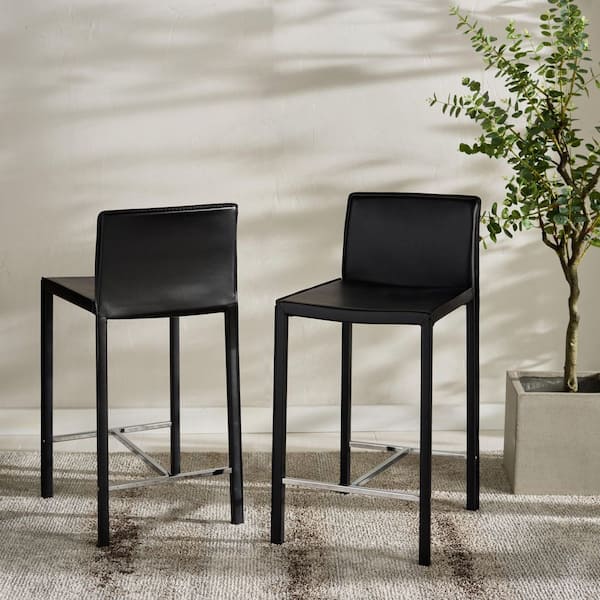 SAFAVIEH Jason 24 in. Counter Stool in Black (Set of 2)