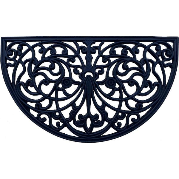 Black 30 in. x 18 in. Rubber Non-Slip Indoor/Outdoor Door Mat