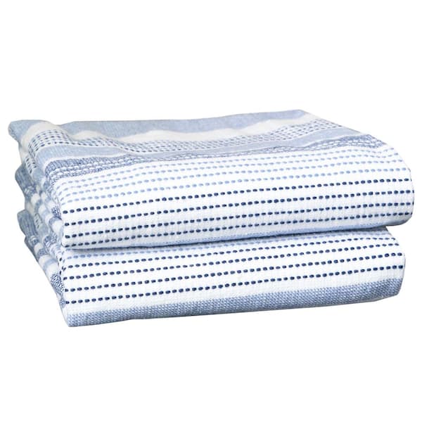 New 2-PACK KitchenAid Cotton Terry Kitchen Towels Blue Multi