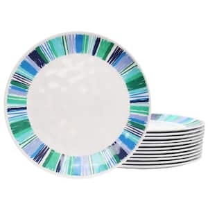 Tropical Sway Orleans 12 Piece 11 Inch Melamine Dinner Plate Set in Blue