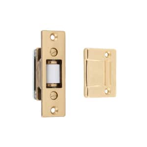 Solid Brass Polished Brass No Lacquer Heavy-Duty Silent Roller Latch with Square Strike Adjustable