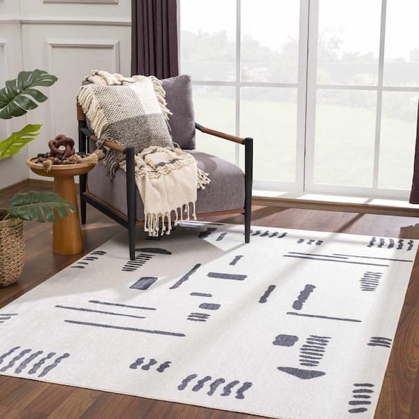 Eitan 3 ft. X 10 ft. Cream, Dark Gray Area Rug