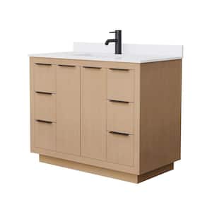 Maroni 42 in. W x 22 in. D x 33.75 in. H Single Sink Bath Vanity in Light Straw with White Cultured Marble Top