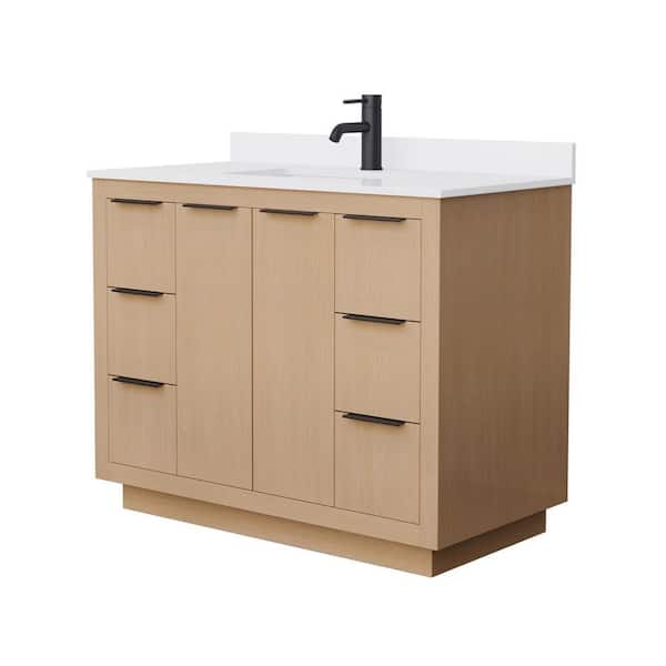 Wyndham Collection Maroni 42 in. W x 22 in. D x 33.75 in. H Single Sink Bath Vanity in Light Straw with White Cultured Marble Top