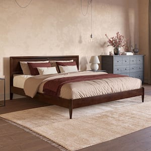 Sophia Walnut Brown Solid Wood Frame King Low Profile Platform Bed