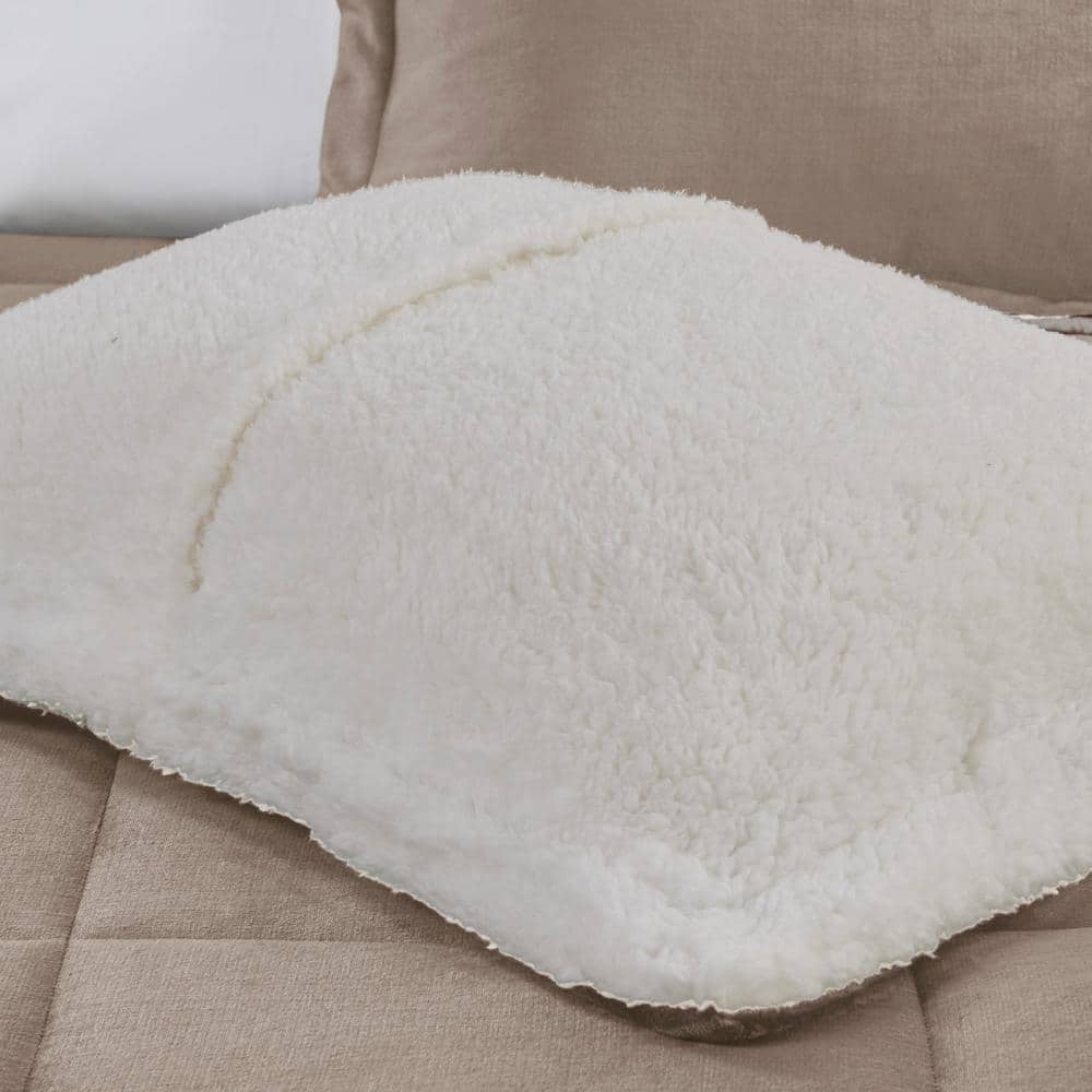 King Taupe/Ivory Reversible Down Alternative Microfiber Comforter Set
