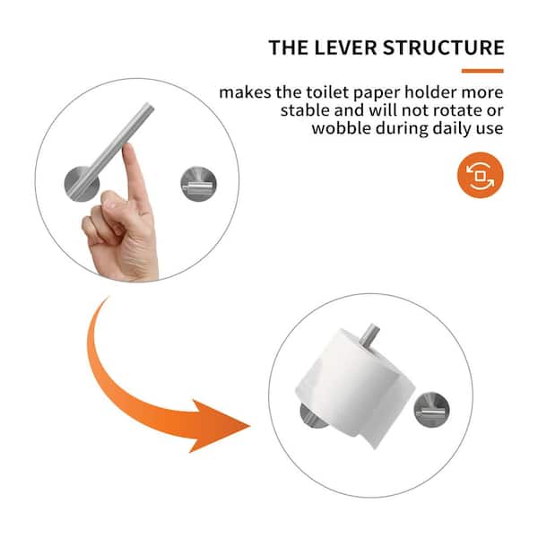 Double Post Pivoting Wall Mounted Towel Bar Toilet Paper Holder in Brushed Nickel