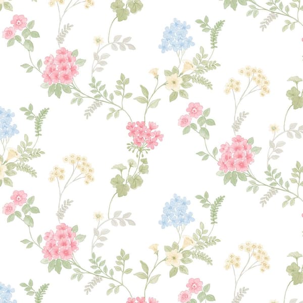Norwall Fern Floral Pinks, Green and Yellows Vinyl Roll Wallpaper (Covers 55 sq. ft.)