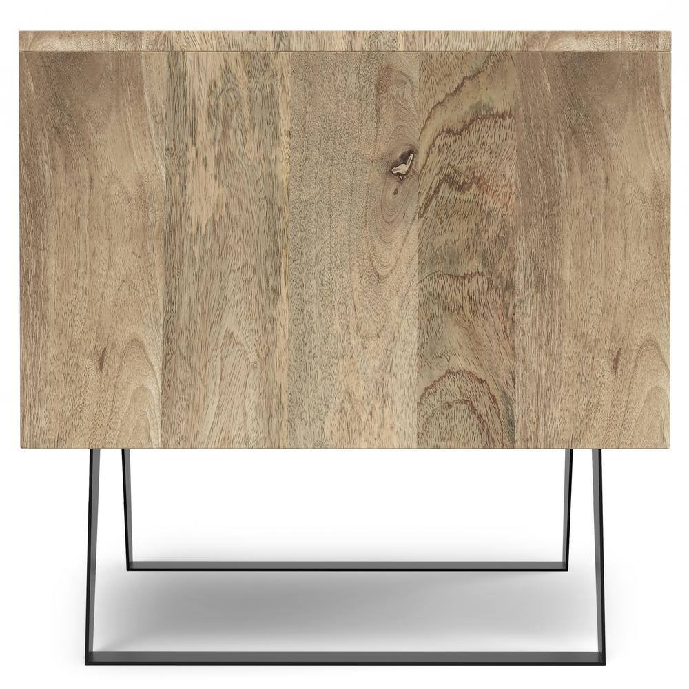 Natural Mango Wood and Metal End Table with Storage