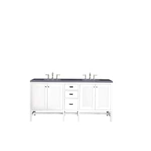 Addison 72 in. W x 23.5 in. D x 35.5 in. H Double Bath Vanity in White with Charcoal Soapstone Quartz Top