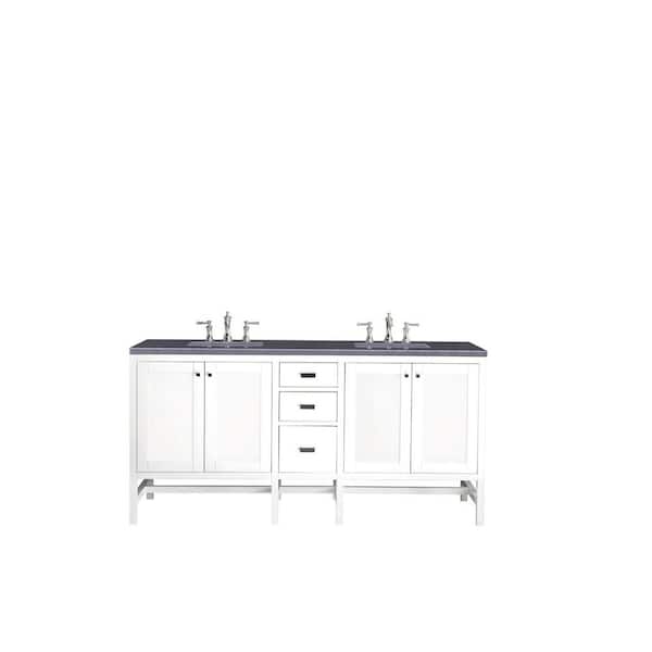 James Martin Vanities Addison 72 in. W x 23.5 in. D x 35.5 in. H Double Bath Vanity in White with Charcoal Soapstone Quartz Top