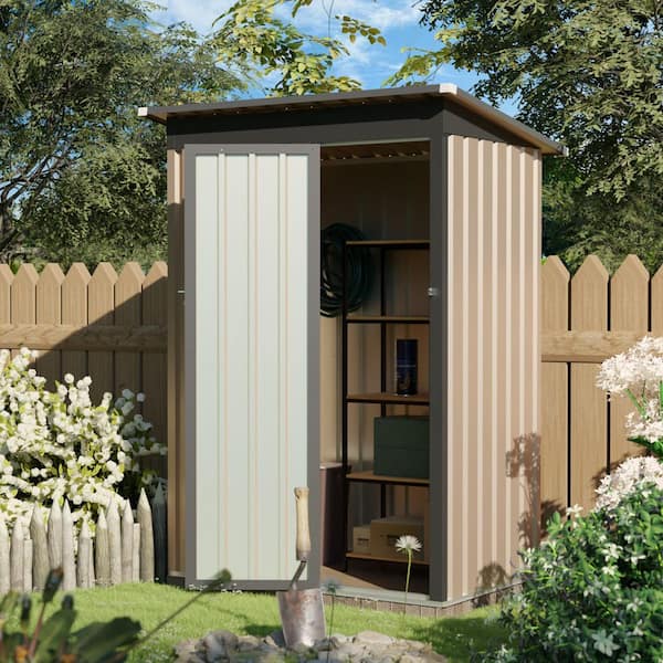 4.27 ft. W x 2.42 ft. D Brown Metal Shed with Hinge Door (10.33 sq