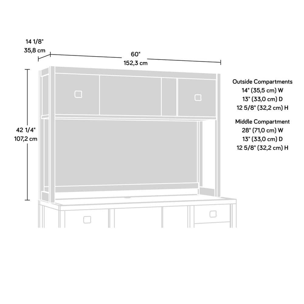 60" Sindoori Mango MDF Desktop Hutch with Sliding Doors