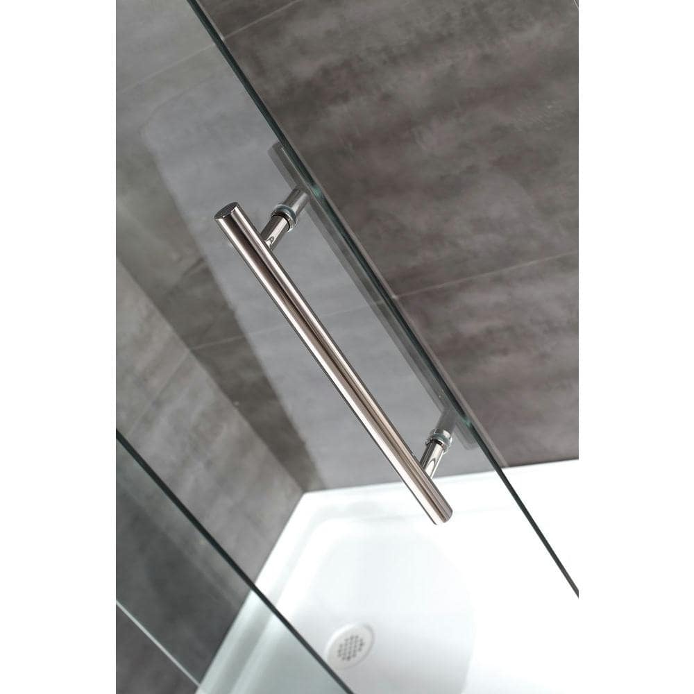 Langham 60" x 77.5" Frameless Sliding Shower Door in Stainless Steel
