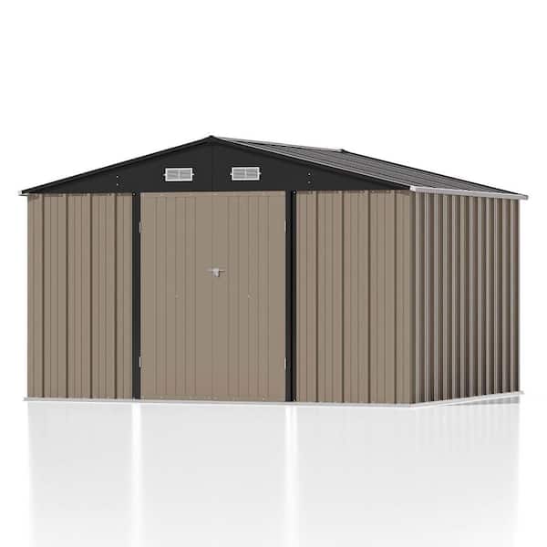 10 ft. W x 8 ft. D Outdoor Metal Storage Shed, Brown (80 sq. ft. )