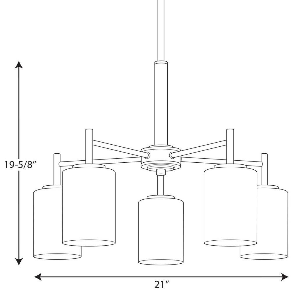 Replay 5-Light Brushed Nickel Chandelier with White Glass Shades