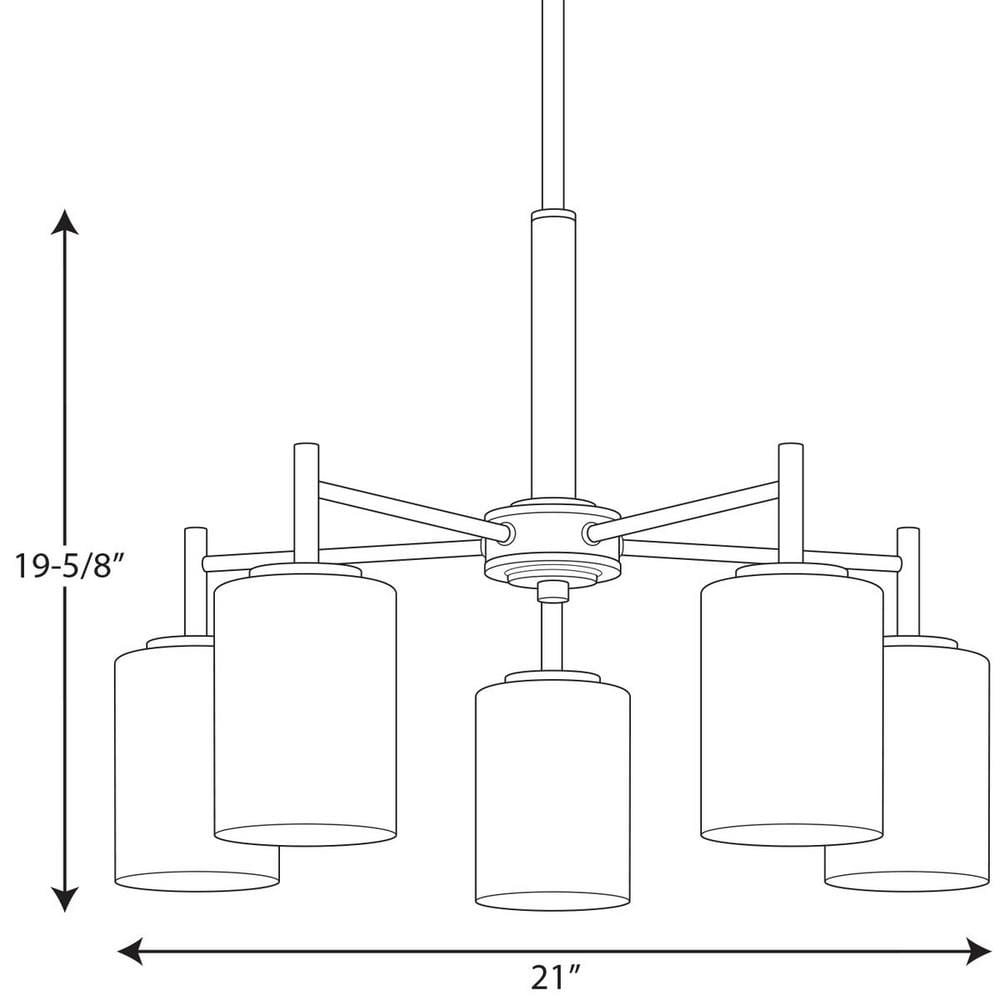 Polished Nickel 5-Light Chandelier with White Glass Shades