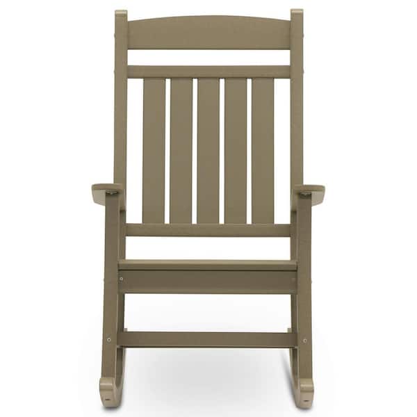DUROGREEN Classic Rocker Weathered Wood Plastic Outdoor Rocking Chair