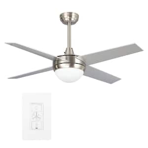 Nova 48 in. Integrated LED Indoor Silver Smart Ceiling Fan with Light Kit and Wall Control, Works with Alexa/Google Home