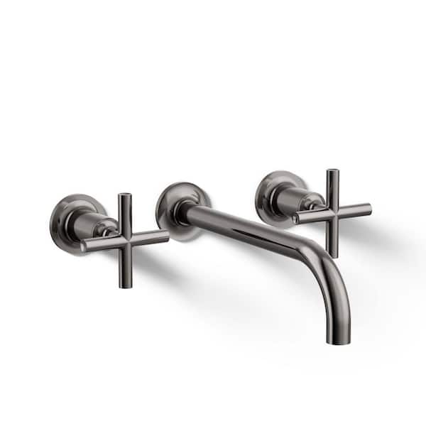 Purist Widespread 1.2 GPM Wall Mount Bathroom Sink Faucet Trim with Two Cross Handles in Vibrant Titanium