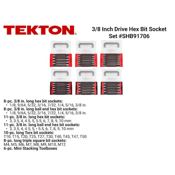 3/8 in. Drive Long Bit Socket Set with Mini Stacking Tool Boxes (56-Piece)