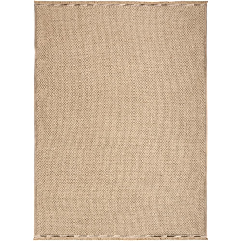 Nourison Washable Jute Natural 5 ft. x 7 ft. Solid Geometric ...