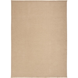 Washable Jute Natural 5 ft. x 7 ft. Solid Geometric Contemporary Area Rug