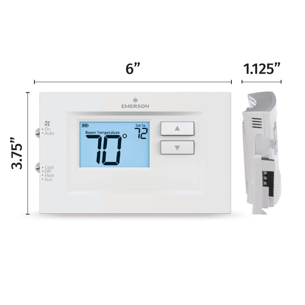 White Digital Non-Programmable Heat Pump Thermostat with Mounting Hardware