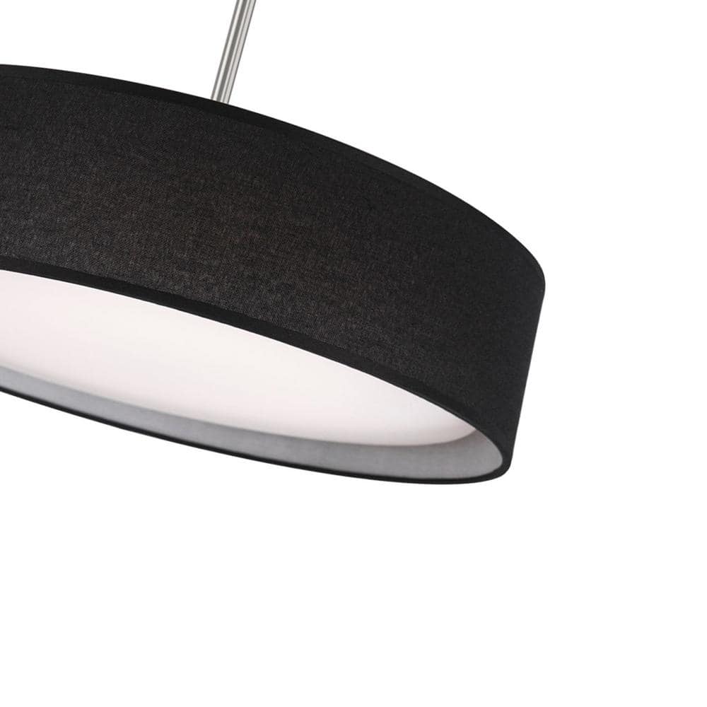 Dalton 16" Brushed Nickel LED Pendant with Black Textured Shade