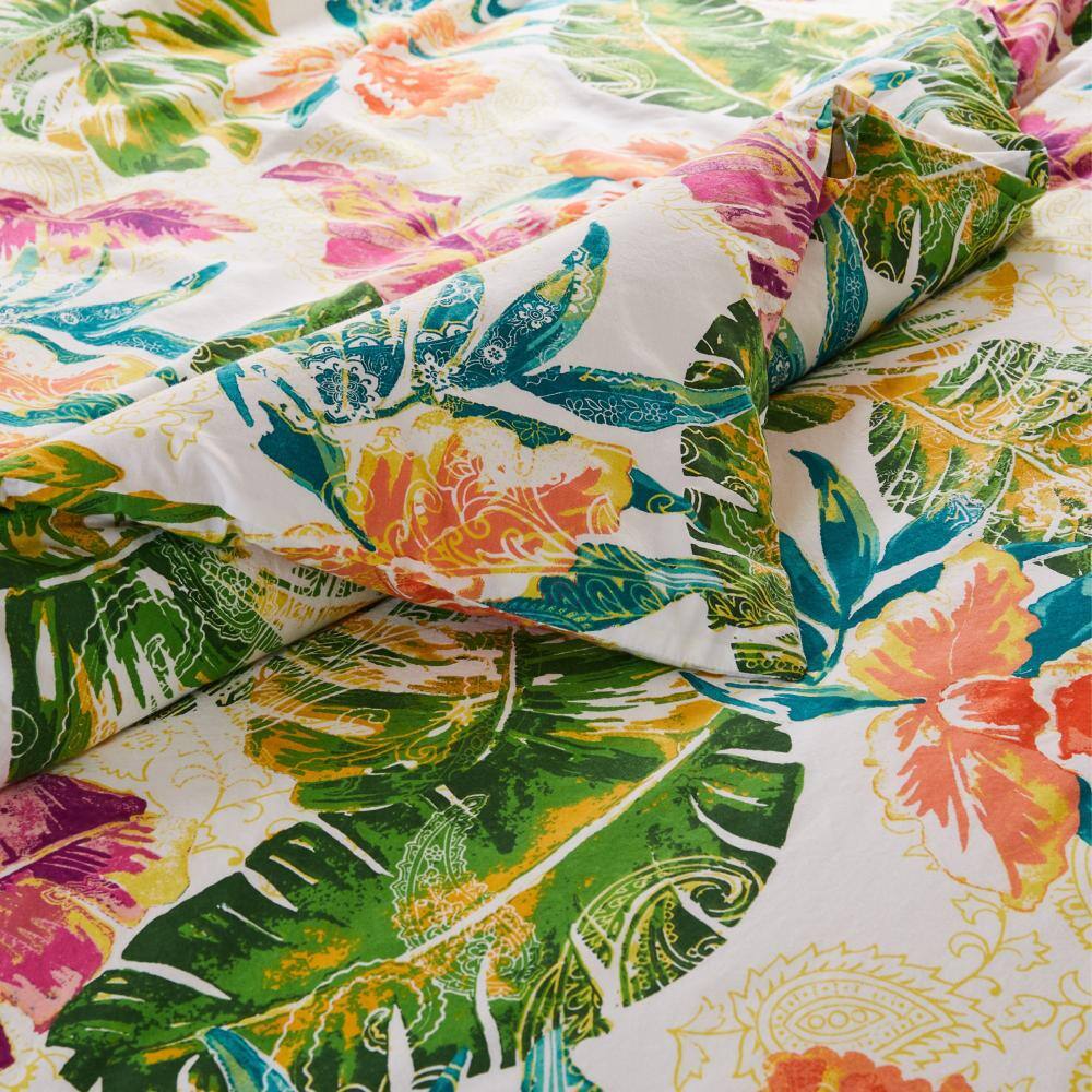 Tropical Multicolor Cotton Queen Duvet Cover Set