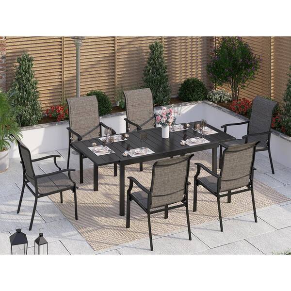 PHI VILLA Outdoor Patio Folding Dining Chairs and Table Set of 3 Chair with Padded Seat 