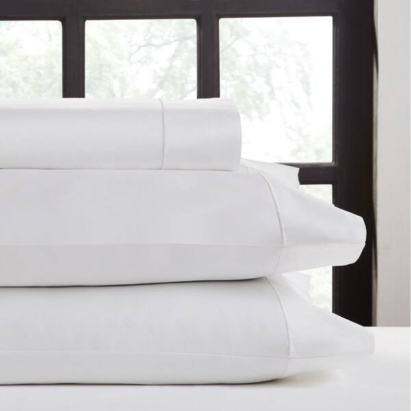 DEVONSHIRE COLLECTION OF NOTTINGHAM 4-Piece White Solid 700 Thread Count Cotton King Sheet Set