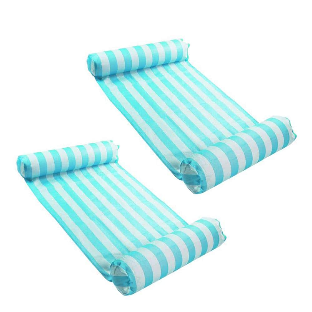 International Inflatable Striped Hammock Pool Float Teal 2 Pack 2 X vm The Home Depot