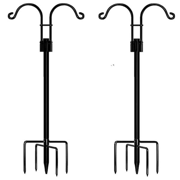 Double Shepherds Hooks 76 in. Metal Heavy Duty Garden Hook with for Outdoor Bird Feeder Lantern Plant (2-Pack)