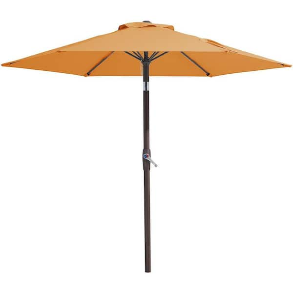 Unbranded 7.5 ft. Iron Market Patio Umbrella in Tropical Orange with Push Button Tilt
