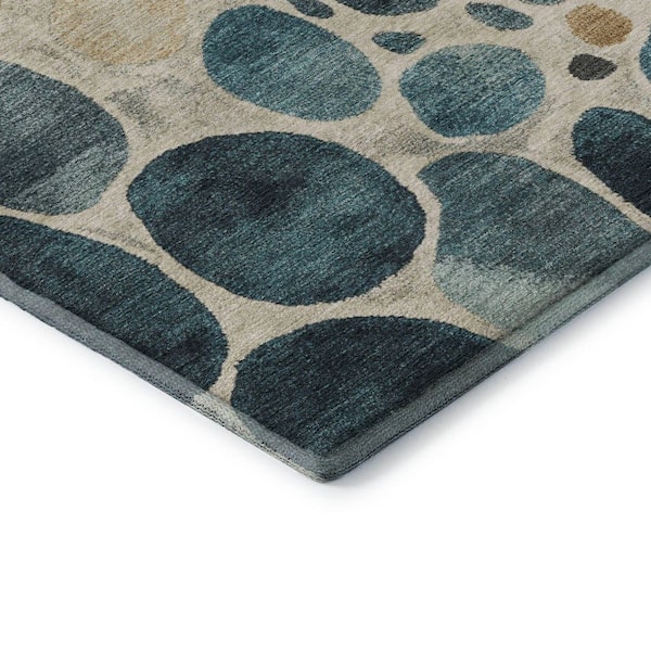 Mayfield Premium Machine Washable Abstract AMF1993 Teal 10 ft. x 14 ft. Area Rug