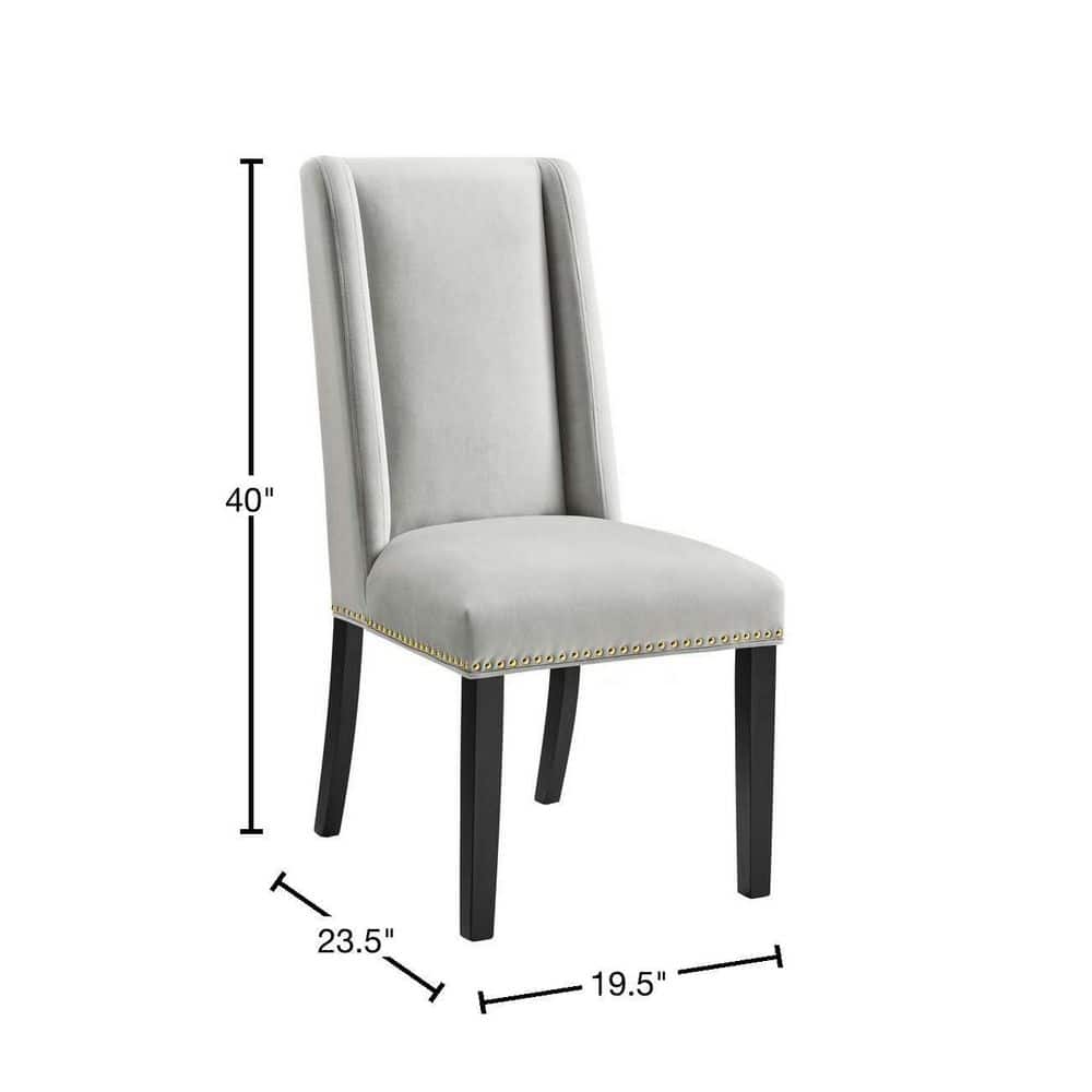 Elegant Light Gray Velvet Upholstered Dining Chair with Wood Frame