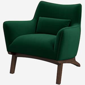 Gatsby Mid Century Modern Luxury Dark Green Velvet Upholstered Accent Comfy Wide Armchair