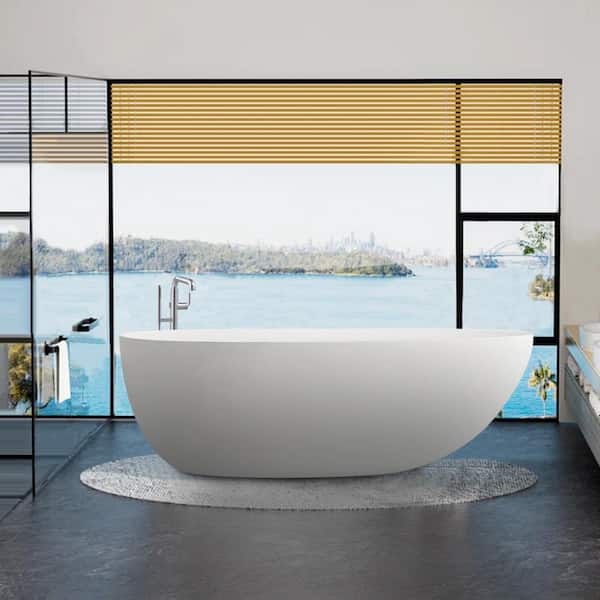 Maincraft 67 in. x 33.5 in. Soaking Bathtub with Center Drain in White