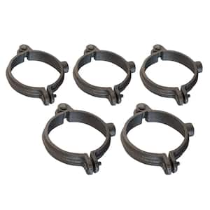 1-1/4 in. Hinged Split Ring Pipe Hanger, Malleable Iron Clamp with 3/8 in. Rod Fitting, for Suspending Tubing (5-Pack)