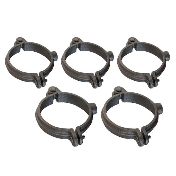 PLUMBFLEX 1-1/4 in. Hinged Split Ring Pipe Hanger, Malleable Iron Clamp with 3/8 in. Rod Fitting, for Suspending Tubing (5-Pack)