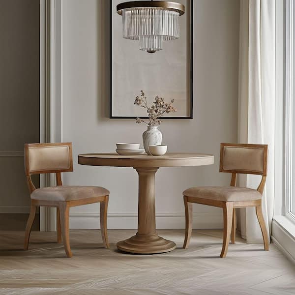 Marie Beige/Light Natural Dining Chair Set of 2